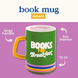 ban.do Ceramic Mug, 12 Ounce Coffee Cup, Dishwasher and Microwave Safe Mug, Books for Breakfast