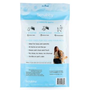 Scrubby Pet No Rinse Pet Wipes, Rinse Free Shampoo Mittens for Dogs and Cats, Bath Wipes for Bathing and Washing Pets, Hypoallergenic No Rinse Wash Mitt for Grooming, Lather Wipe Dry - 5 Pack