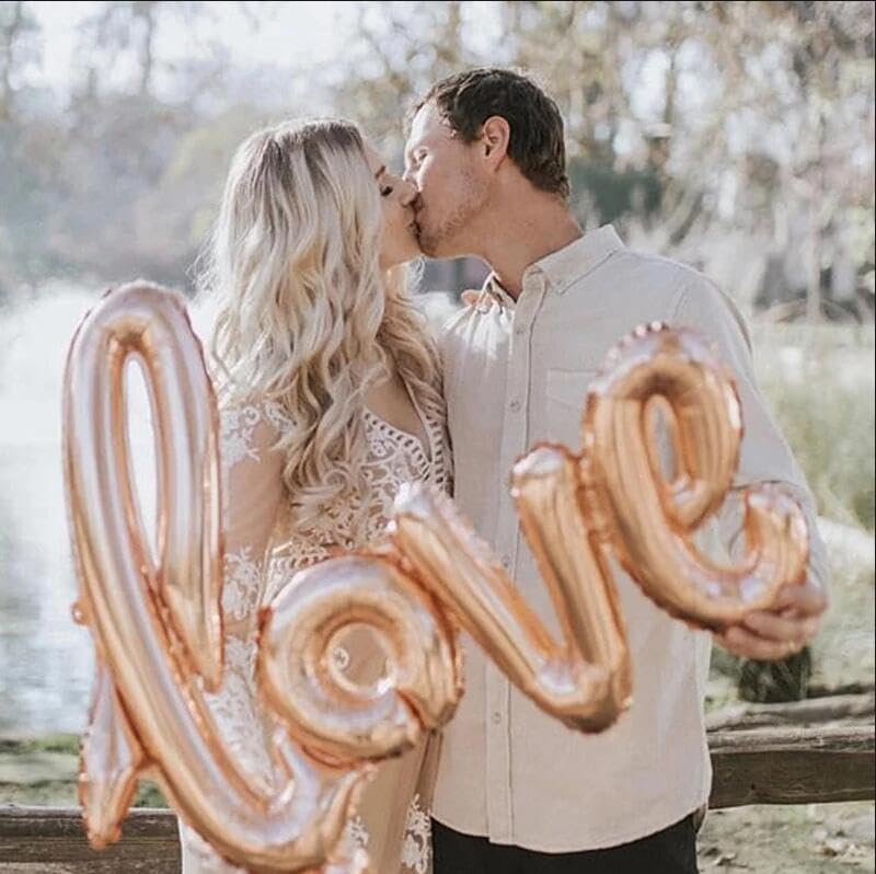 2pcs LOVE Foil Balloons Mylar Foil Letters Balloons Reusable Material for Romantic Valentine's Day Wedding Bridal Shower Anniversary Engagement Party Decorations