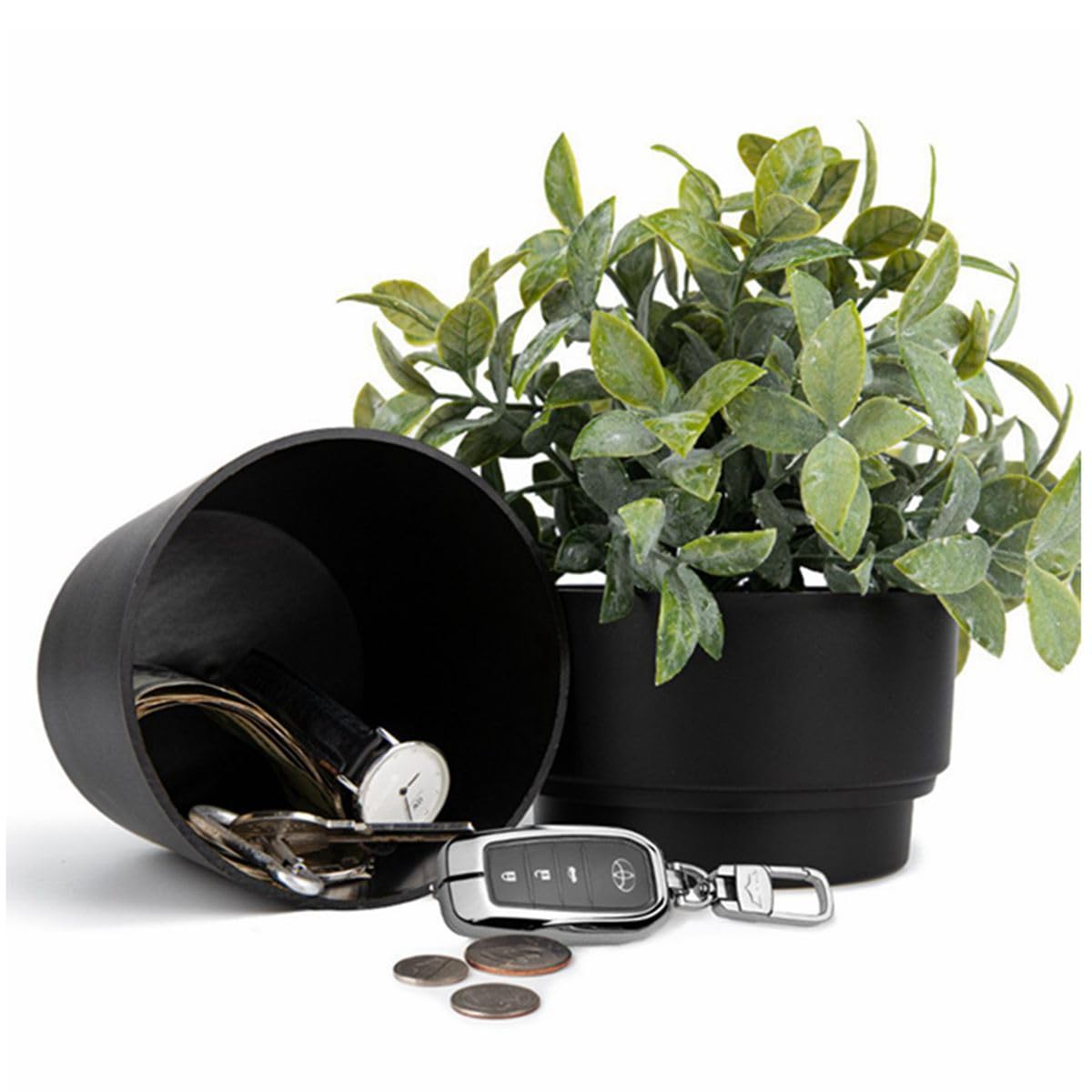 CAMBOS 1Pc Hidden Organizer/Storage Box For Keys,Cash, jewelry and other valuables Disguised As A Pot（Plants Not Included）