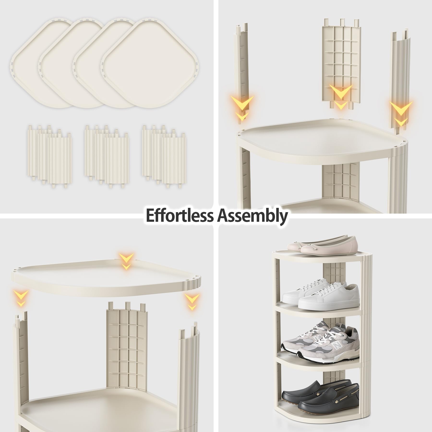 NestSprout 9 Tiers Corner Shoe Rack - Free Standing Shoe Shelf for Entryway Bedroom, Vertical Shoe Organizer for Small Space, Expandable Shoe Tower, Multi-Purpose Plastic Rack