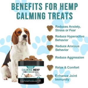 Pedode Hemp Calming Chews for Dogs - Anxiety Relief Dog Calming Treats 100% Natural Ingredients, 120 Chews, Duck Flavor