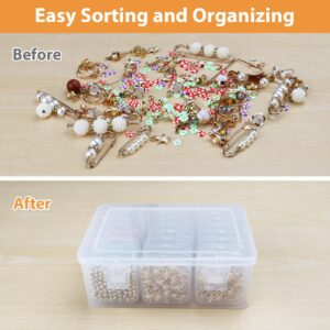 Moon Magpie Bead Organizers Box, Plastic Storage Cases Mini Clear Bead Storage Containers Transparent Boxes with Hinged Lid and Rectangle Clear Craft Case