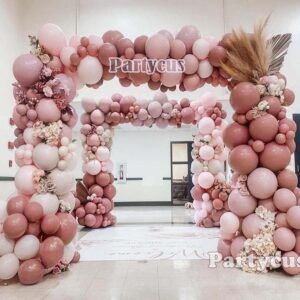 Dusty Pink Balloon Garland Double Stuffed Dusty Rose Mauve Light Pink Matte Balloon Boho Blush Nude Balloon Arch Kit for Baby Shower Birthday Bridal Wedding Party Decoration