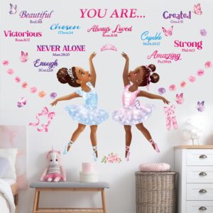 DECOWALL SG2-2319 Black Girl Magic Ballerina Wall Stickers Decals Afro Art Women Inspirational Bedroom Nursery Gift Beautiful playroom Kids décor Baby Butterfly Decoration Motivational Room