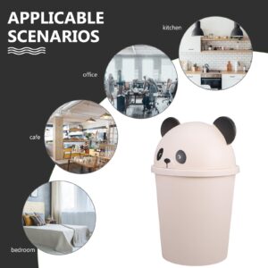 Luxshiny 10L Cartoon Panda Trash Can Plastic Garbage Bin with Lid Garbage Can Rubbish Pail Waste Basket Toilet Paper Bucket for Bathroom Kitchen Office Dorm