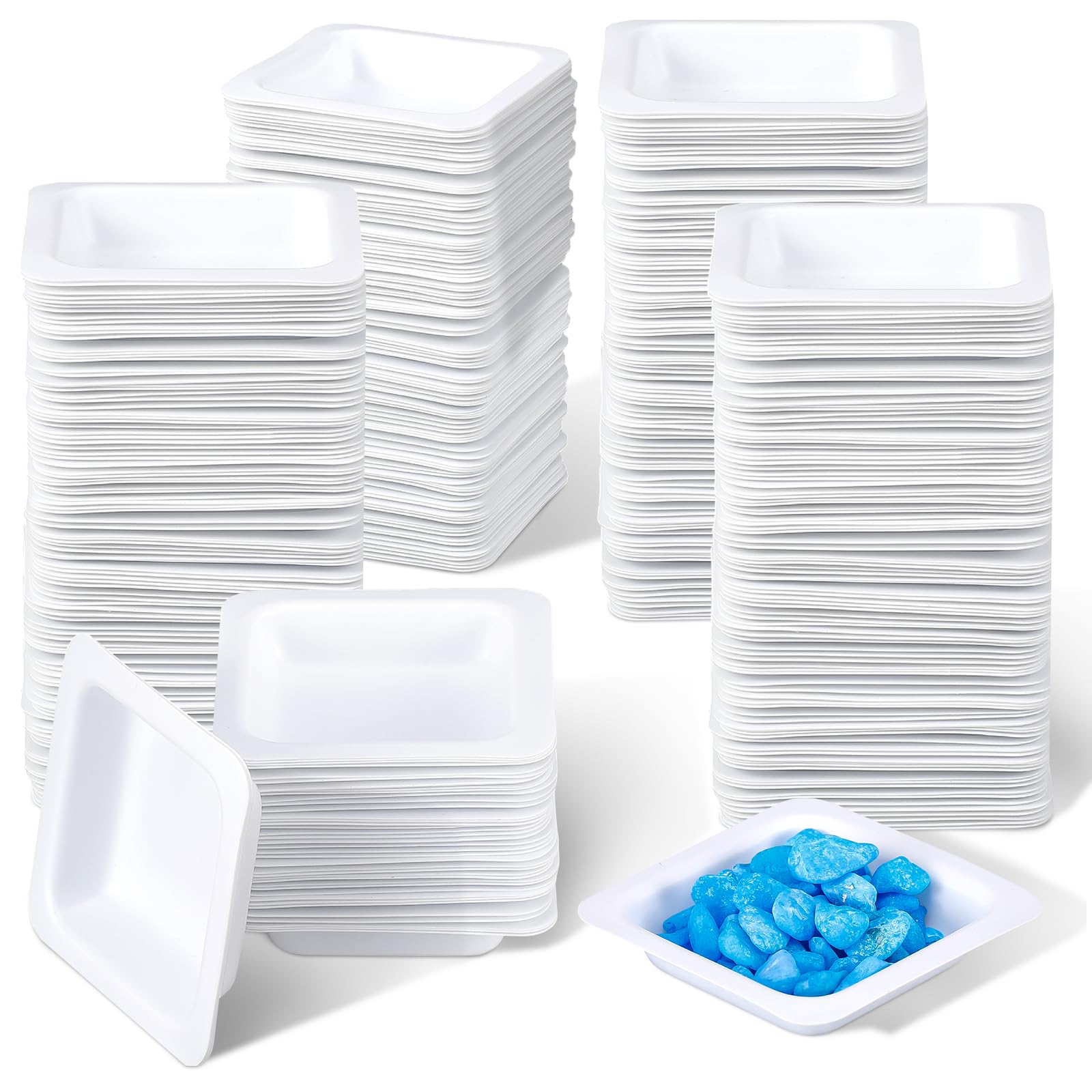 Saysurey 200 Pcs Weigh Boats Small 7 ml Plastic Disposable Trays for Scale Plastic Square Weighing Boats Mini Pour Boat Tray Powder Weight, Epoxy, Food Samples