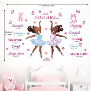 DECOWALL SG2-2319 Black Girl Magic Ballerina Wall Stickers Decals Afro Art Women Inspirational Bedroom Nursery Gift Beautiful playroom Kids décor Baby Butterfly Decoration Motivational Room