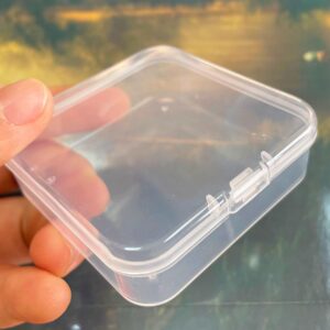 Pcxino 40 Pack 6.5 cm Small Clear Storage Box,Clear Plastic Beads Storage Containers Box with Hinged Lid for Small Items and Craft Projects