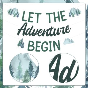 Sursurprise Adventure Baby Shower Decorations, Let the Adventure Begin Banner, Forest Mountain Adventure Birthday Party Supplies