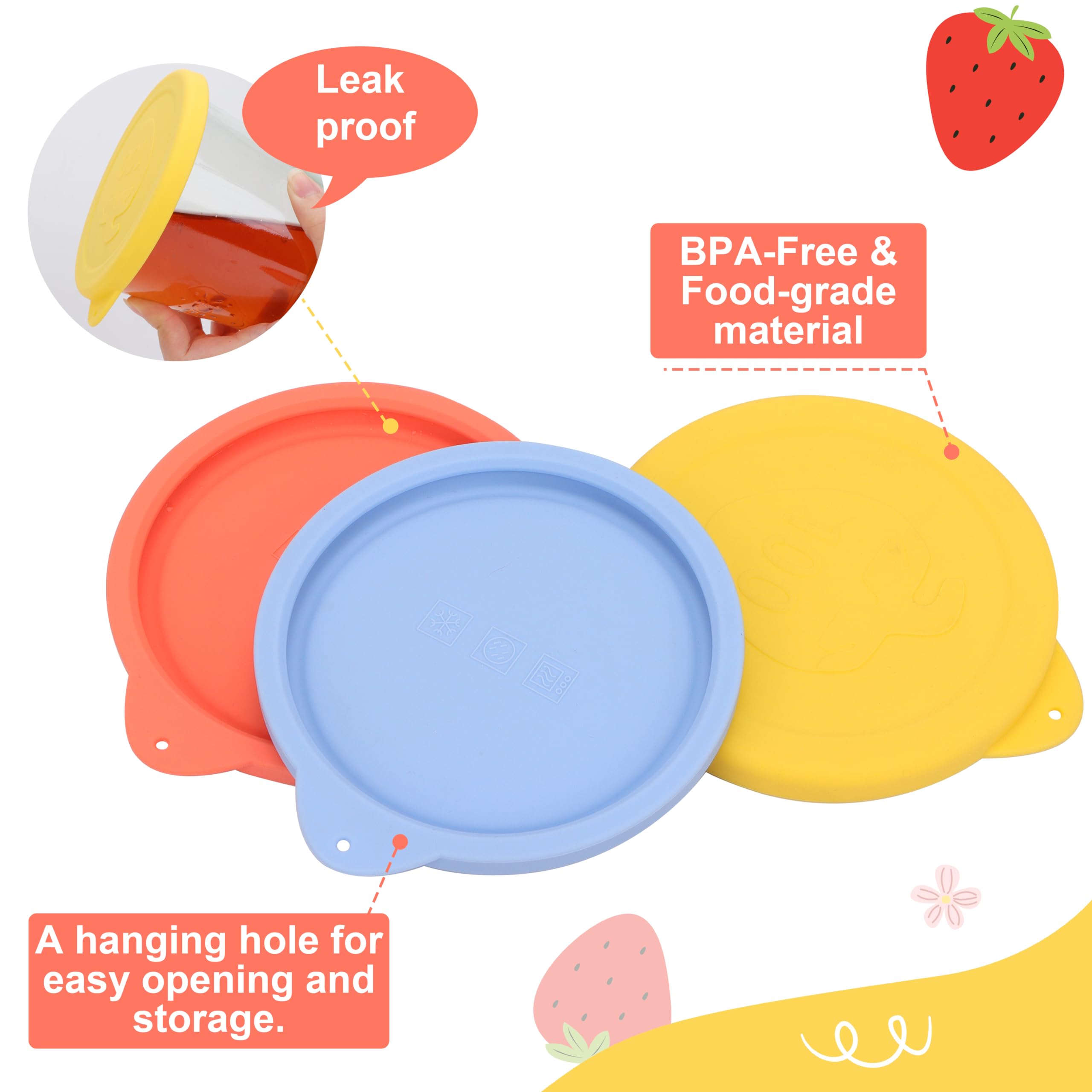 100mm Silicone Lids for Weck Jars，6 Pack Reusable Silicone Covers Replacement Lids for Weck Jars, Microwave & Dishwasher Safe, Fits Models 738, 739, 740, 741, 742, 743, 744, 745, 748, 974