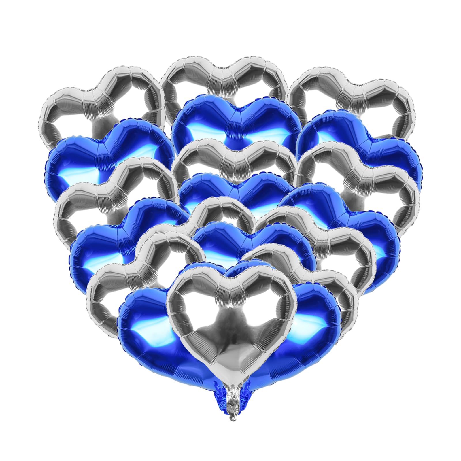 Mefuny 18"Royal Blue Silver Heart Shaped Balloons 18Pcs Foil Balloons Mylar Balloons For Birthday Baby Shower Festival Party Decorations