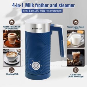 Huogary Milk Frother, 4-in-1 Electric Milk Frother and Steamer, Automatic Warm and Cold Foam Milk Warmer for Latte, Cappuccinos, Macchiato