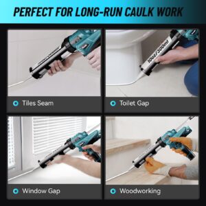 Seesii Cordless Caulking Gun [2024 Upgraded], 12V Battery Caulk Gun w/2 x 2.0AH Battery & Charger,Electric Caulking Gun w/LED Light,6 Adjustable Speeds Adhesive Gun Kit for Filling,Sealing