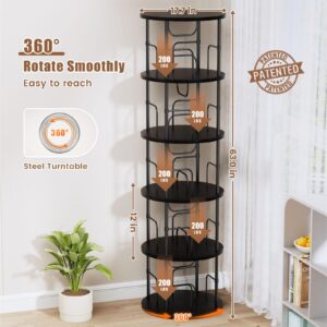 ALLSTAND 5 Tier Rotating Bookshelf, 360 ° Display Stackable Spinning Bookshelf Tower, Corner Bookshelf Tall Floor Standing Swivel Bookcase Narrow Storage Organizer for Bedroom, Living Room, Black