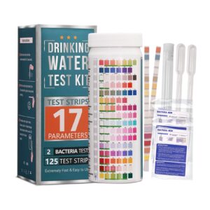 17 in 1 water testing kits for drinking water, 125 strips water hardness test kit, tap and well water test kit for lead, iron, fluoride, copper, ph test strips and more