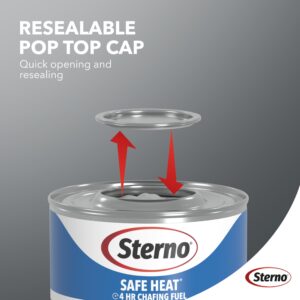 Sterno Safe Heat Chafing Fuel Cans - Chafing Dish Fuel Cans with 4-Hour Burn Time, Chafer Fuel Cans Food Warmers with PowerPad, Chafing Fuel Cans for Catering & Foodservice - 7.26 Oz Each, Pack of 12