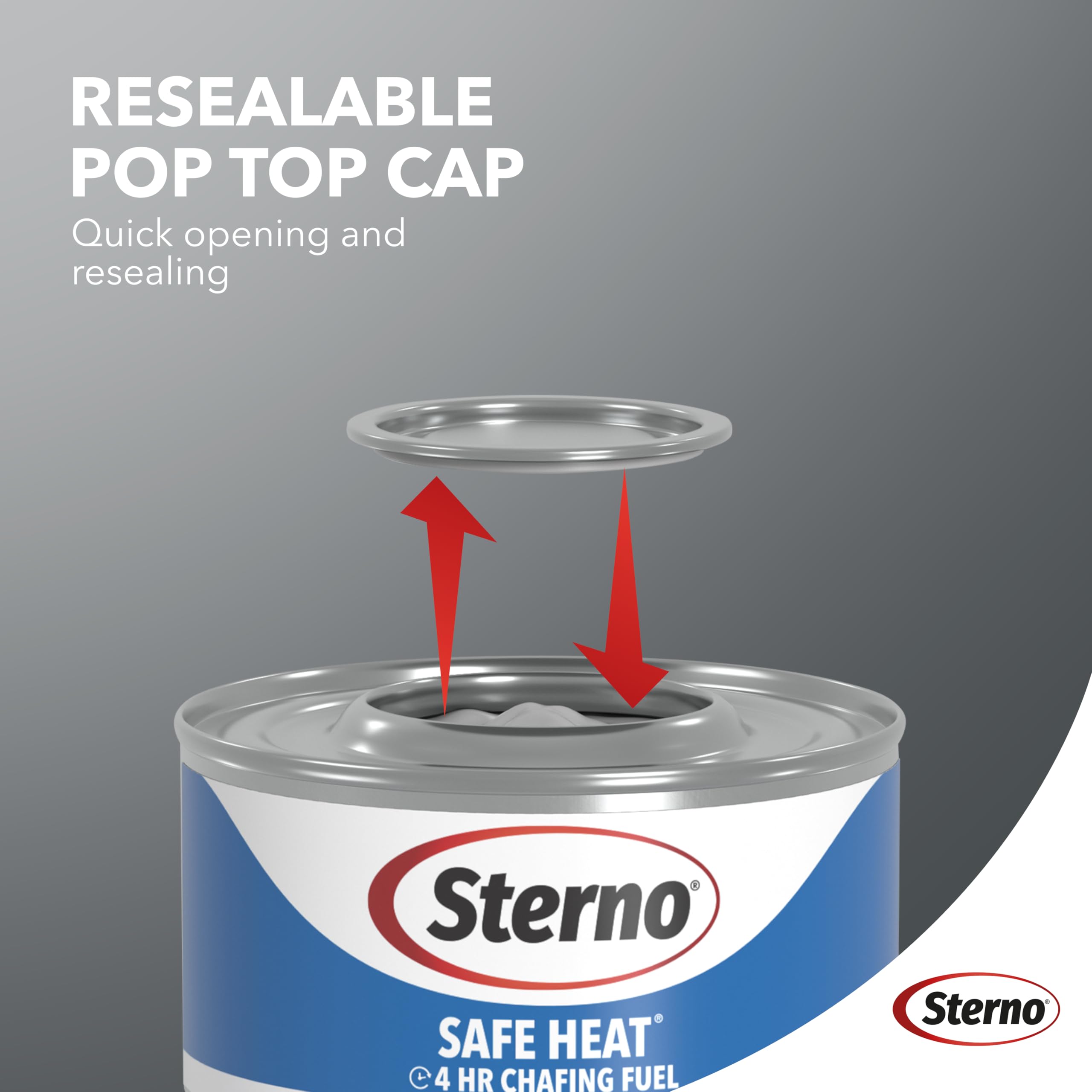 Sterno Safe Heat Chafing Fuel Cans - Chafing Dish Fuel Cans with 4-Hour Burn Time, Chafer Fuel Cans Food Warmers with PowerPad, Chafing Fuel Cans for Catering & Foodservice - 7.26 Oz Each, Pack of 12