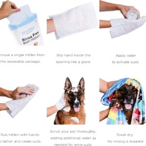 Scrubby Pet No Rinse Pet Wipes, Rinse Free Shampoo Mittens for Dogs and Cats, Bath Wipes for Bathing and Washing Pets, Hypoallergenic No Rinse Wash Mitt for Grooming, Lather Wipe Dry - 5 Pack