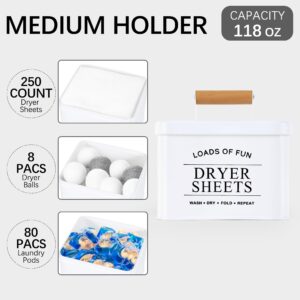 Candco 2 Pcs Farmhouse Laundry Pods Container with Dryer Sheet Holder, Metal Laundry Room Organization and Storage with Scoop, Laundry Detergent Container Laundry Room Decor