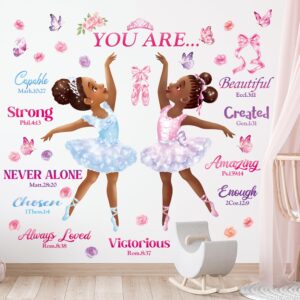 DECOWALL SG2-2319 Black Girl Magic Ballerina Wall Stickers Decals Afro Art Women Inspirational Bedroom Nursery Gift Beautiful playroom Kids décor Baby Butterfly Decoration Motivational Room