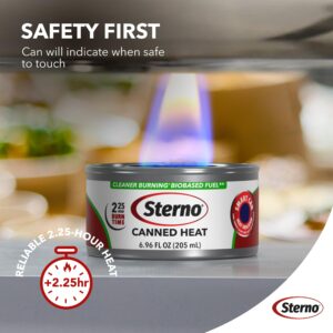 Sterno Green Canned Heat Ethanol Fuel Can - Ethanol Gel Cans with 2.25-Hour Burn Time, Chafing Dish Fuel Cans & Gel Fuel Cans for Fire Bowl - Fuel Cans for Food Warmer & Portable Stoves - Pack of 12