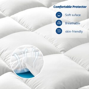 MEUDYT Memory Foam Mattress Topper Queen Size - 3 Inch Dual Layer Mattress Pad - 2 Inch Cooling Gel Memory Foam Plus 1 Inch Pillow Top Cover - Ultra Soft Support for Back Pain