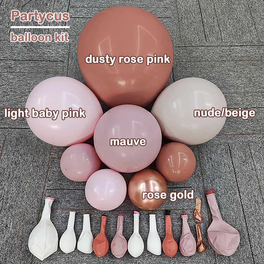 Dusty Pink Balloon Garland Double Stuffed Dusty Rose Mauve Light Pink Matte Balloon Boho Blush Nude Balloon Arch Kit for Baby Shower Birthday Bridal Wedding Party Decoration