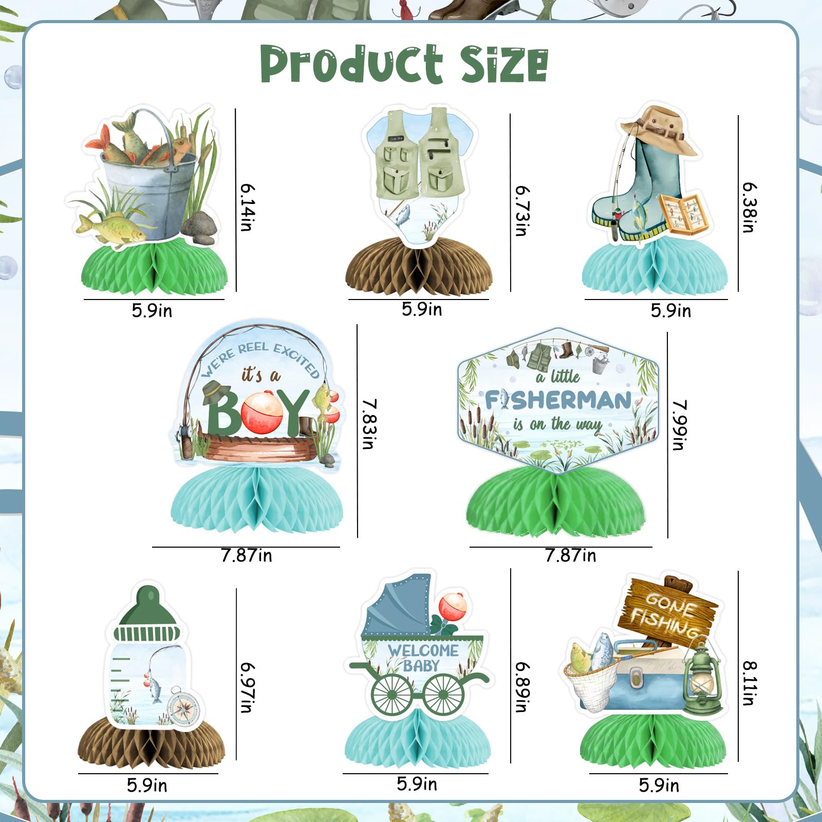 Fishing Baby Shower Decorations Centerpieces Fishing Centerpieces Honeycomb Gone Fishing Table Decors It’s a Boy Gone Fishing Centerpieces Indoors or Outdoors Gone Fishing Gender Reveal Party Supplies