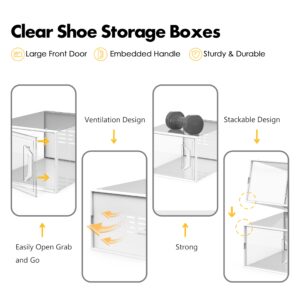 SEE SPRING X-Large Shoe Storage Box Fit Size 11, Clear Plastic Stackable Shoe Organizer for Closet, Space Saving Sneaker Shoe Rack Containers Bins Holders for Entryway, Under Bed, 12 Pack Clear