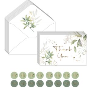 brt bearingshui greenery thank you cards with envelopes and stickers total 40pk, 4x6 inches baby shower thank you cards bridal shower thank you cards birthday wedding blank notes thank you cards