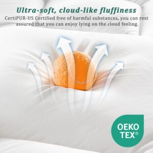 FLEXPEDIC Mattress Topper Queen,Extra Soft Pillow Top Mattress Topper for Firm Bed,Cooling Cloud-Like 1200GSM Down Alternative Filled,4 Anchor Elastic Bands,60 * 80 Inches,White