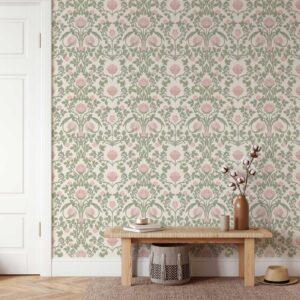 YXTII Floral Peel and Stick Wallpaper Pink Wallpaper Retro Wallpaper Victorian Wallpaper Self Adhesive Wallpaper for Bedroom Decorative Self Adhesive Shelf Drawer Liner