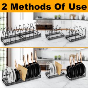 coneyaro Pots and Pans Organizer, Expandable Kitchen Organizer Rack Holder with 11 Dividers - Under Cabinet Storage for Pots, Pans, Lids, Bakeware, black