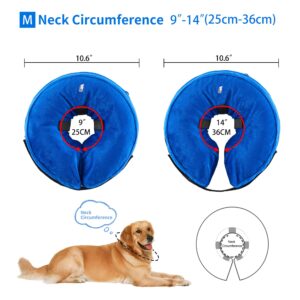 Rinling Dog Cone Collar, Inflatable Dog Cone Soft Protective Dog Cone Collar After Surgery Alternative E Collar Cone for Dogs and Cats Blue M (9-14")