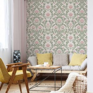 YXTII Floral Peel and Stick Wallpaper Pink Wallpaper Retro Wallpaper Victorian Wallpaper Self Adhesive Wallpaper for Bedroom Decorative Self Adhesive Shelf Drawer Liner