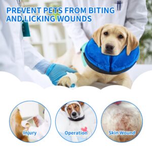 Rinling Dog Cone Collar, Inflatable Dog Cone Soft Protective Dog Cone Collar After Surgery Alternative E Collar Cone for Dogs and Cats Blue M (9-14")