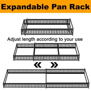 coneyaro Pots and Pans Organizer, Expandable Kitchen Organizer Rack Holder with 11 Dividers - Under Cabinet Storage for Pots, Pans, Lids, Bakeware, black