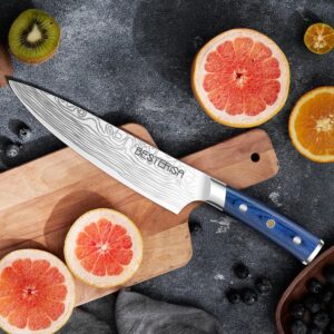 BESTERiSA Chef Knife,8 Inch Professional Chef Knife German Stainless Steel,Ultra Sharp Vegetable Meat Cleaver Knife with Knife Guard