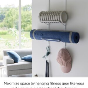 Yamazaki Home Tower Over-The-Door Yoga Mat Storage Hanger - 3-Tier Organizer for Foam Rollers, Backpacks, Hats, Bags - Extra Closet Space Saver - Steel