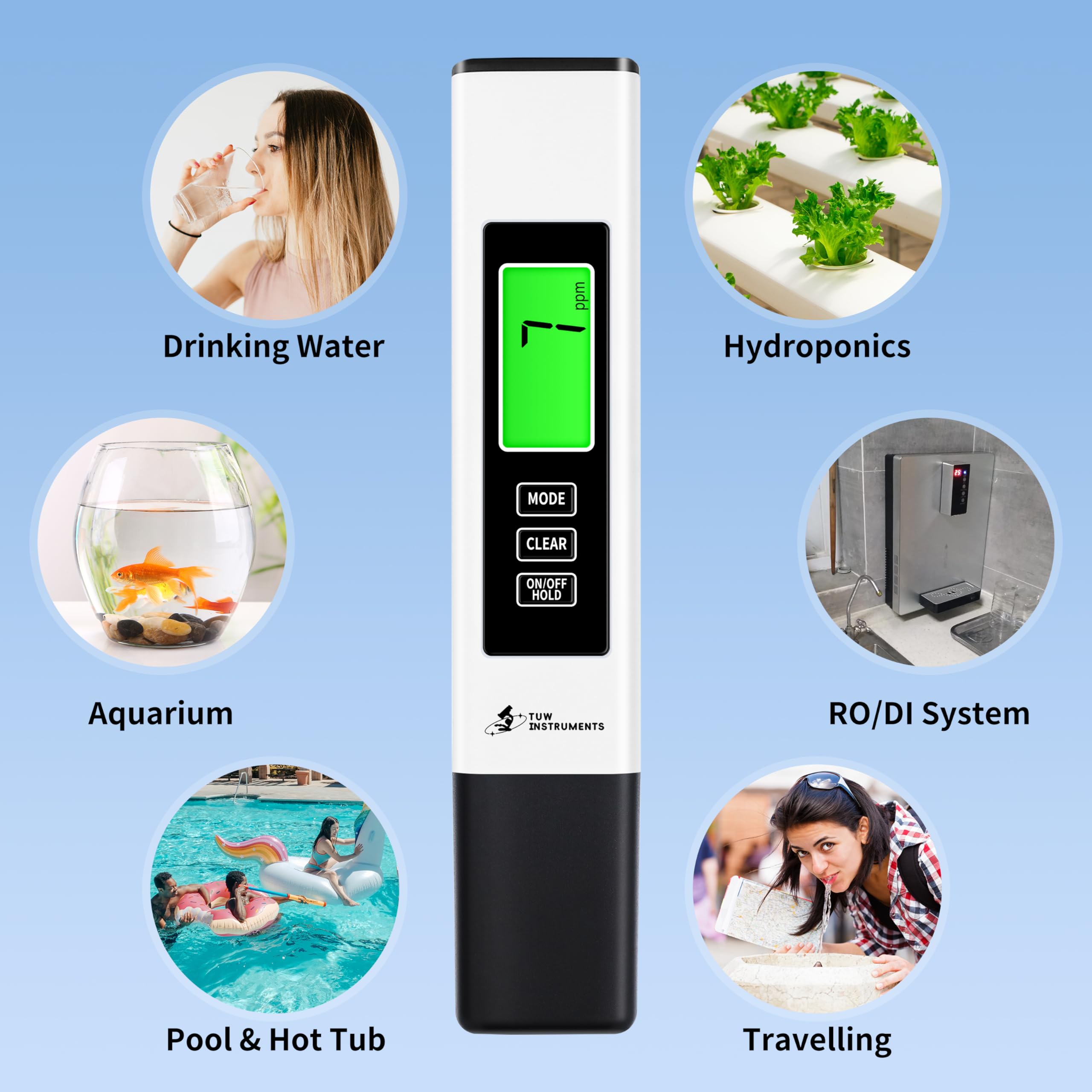 2024 All-New 4 in 1 Accurate & Instant Read TDS Meter Digital Water Tester 0-9990ppm, EC Meter & Temperature Meter(°C, °F), Pool Test Kit with (2)Extra Batteries, Water Test Meter for Drinking Water