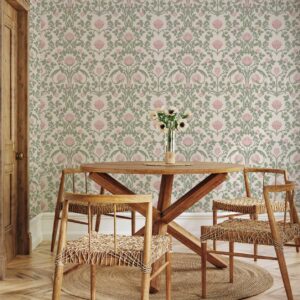 YXTII Floral Peel and Stick Wallpaper Pink Wallpaper Retro Wallpaper Victorian Wallpaper Self Adhesive Wallpaper for Bedroom Decorative Self Adhesive Shelf Drawer Liner