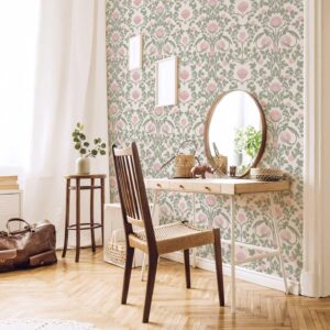 YXTII Floral Peel and Stick Wallpaper Pink Wallpaper Retro Wallpaper Victorian Wallpaper Self Adhesive Wallpaper for Bedroom Decorative Self Adhesive Shelf Drawer Liner