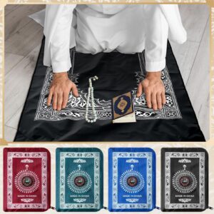 Mindsoft 8 Pcs Portable Travel Prayer Mat with Compass Islamic Waterproof Polyester Prayer Rug Muslim Prayer Carpet with Pocket Sized Carry Bag for Muslim Ramadan Gifts (60 cm x 100 cm)