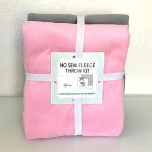 solid fleece no sew throw kit - soft pink/gray (50x60)