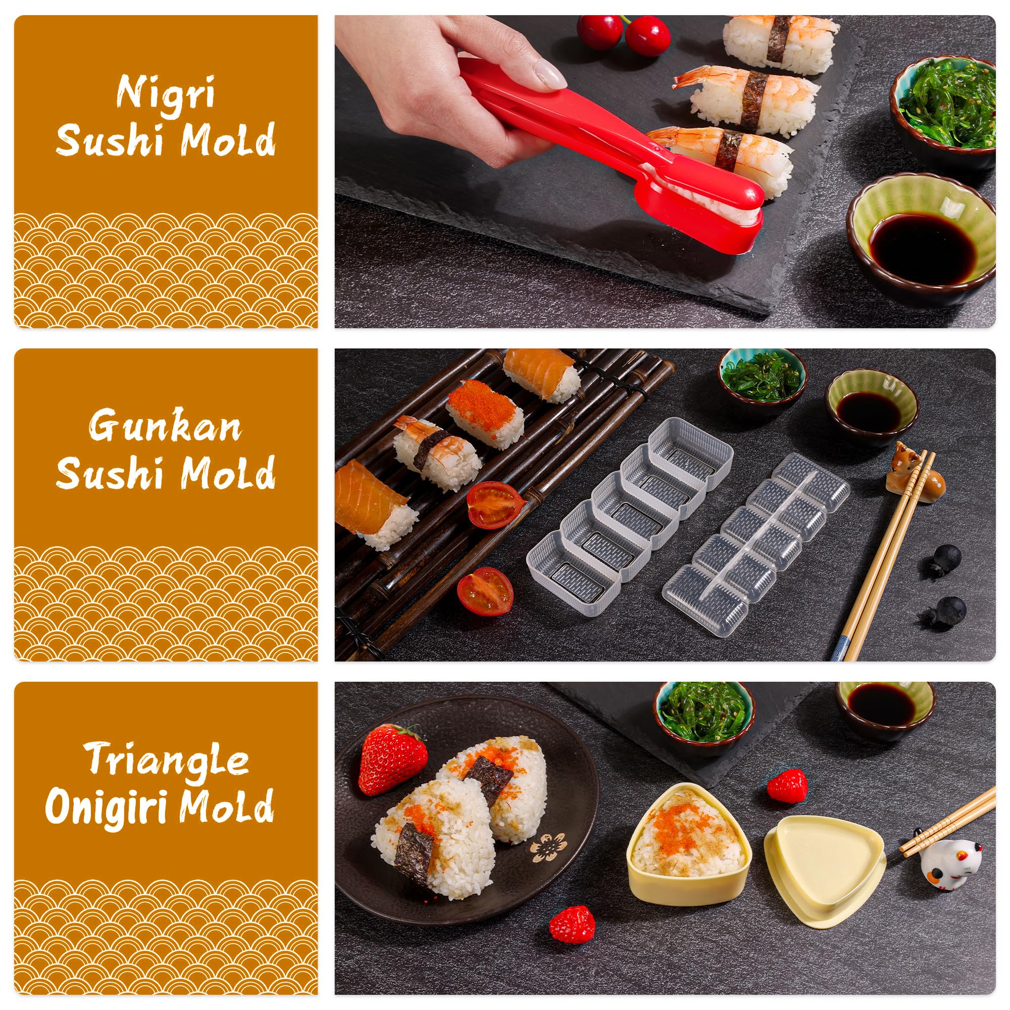 FUNGYAND Tamagoyaki Pan Set, 12-in-1 Japanese Omelette Egg Pan with Spatula, Bamboo Mat, Knife, and More Omelet & Sushi Accessories - Deluxe Complete Tamagoyaki Cookware Set - 5x7 Inches