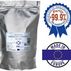 DCA - Sodium Dichloroacetate 500g Bulk Powder, Purity >99.9%, Made in Europe, by DCA-LAB, Certificate of Analysis Included, Tested in a Certified Laboratory, Buy Directly from Manufacturer, 1.7lbs