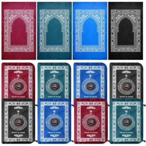 mindsoft 8 pcs portable travel prayer mat with compass islamic waterproof polyester prayer rug muslim prayer carpet with pocket sized carry bag for muslim ramadan gifts (60 cm x 100 cm)