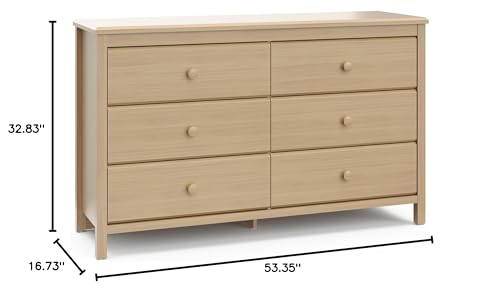 Storkcraft Alpine 6 Drawer Double Dresser (Driftwood) – GREENGUARD Gold Certified, Dresser For Nursery, 6 Drawer Dresser, Kids Dresser, Nursery Dresser Drawer Organizer, Chest of Drawers