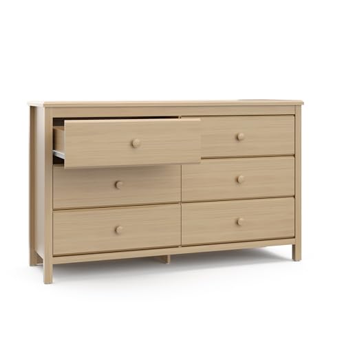 Storkcraft Alpine 6 Drawer Double Dresser (Driftwood) – GREENGUARD Gold Certified, Dresser For Nursery, 6 Drawer Dresser, Kids Dresser, Nursery Dresser Drawer Organizer, Chest of Drawers